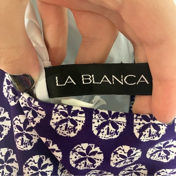 La Blanca purple and white one piece swimsuit size 8 - Picture 4 of 6